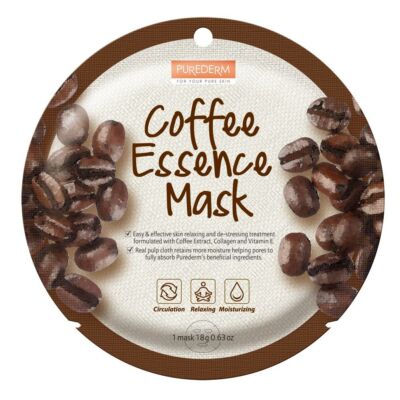 Kávés keringésjavító és antistressz hatású fátyolmaszk - PureDerm Coffee Essence Mask